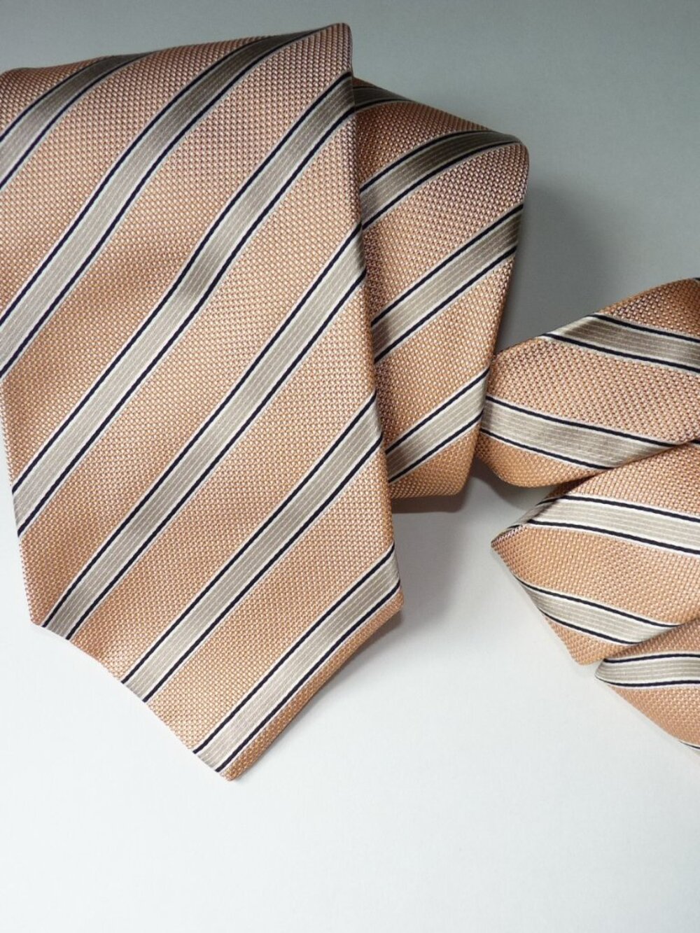 KITON NAPOLI 7 SEVEN FOLD STRIPED SILK TIE